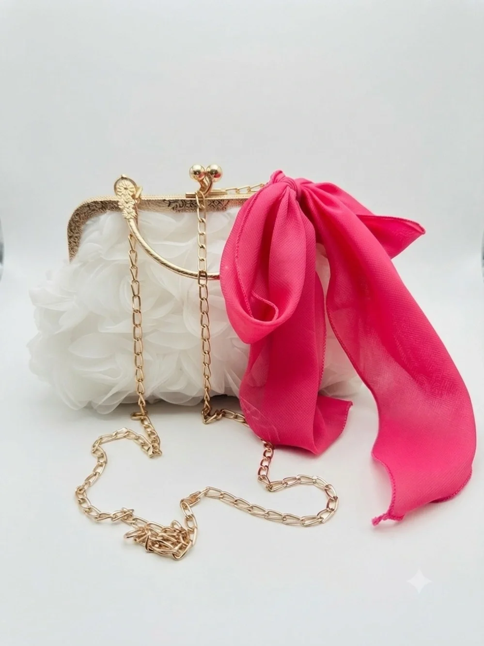 Floral Clutch & Hot Pink Fascinator Set Wedding Guest Cocktail